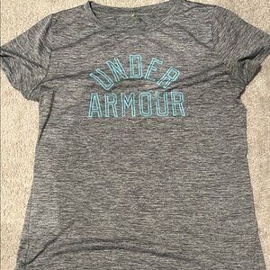Under Armour Heather Gray Tee with Blue Logo